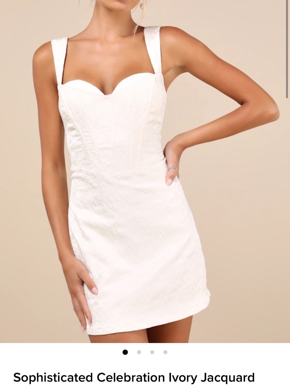 Lulu's Ivory Sweetheart Jacquard Mini Dress